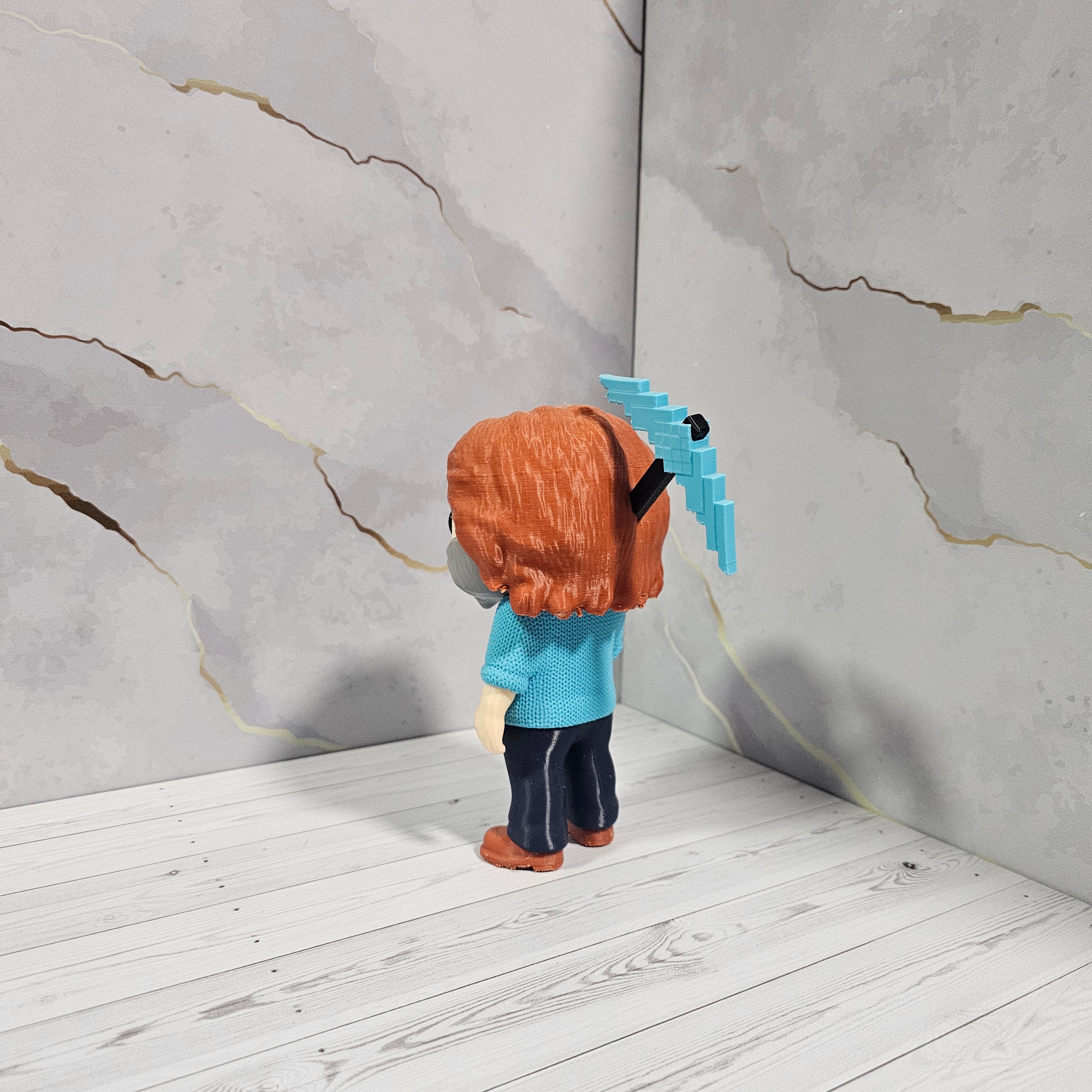 Figura Coleccionable Steve "Texturizado" con Pico - Minecraft 3D - Viña 3D