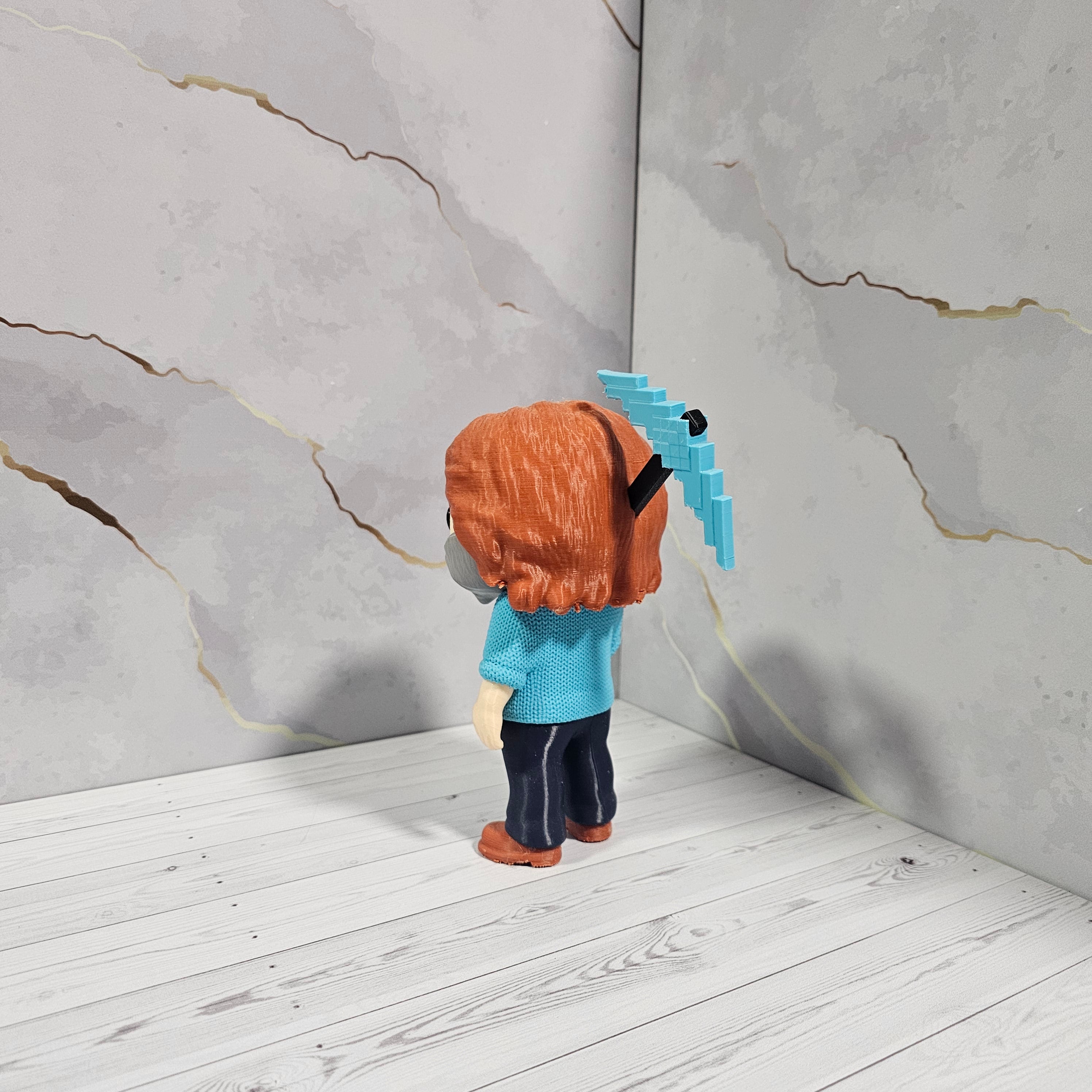 Figura Coleccionable Steve "Texturizado" con Pico - Minecraft 3D - Viña 3D