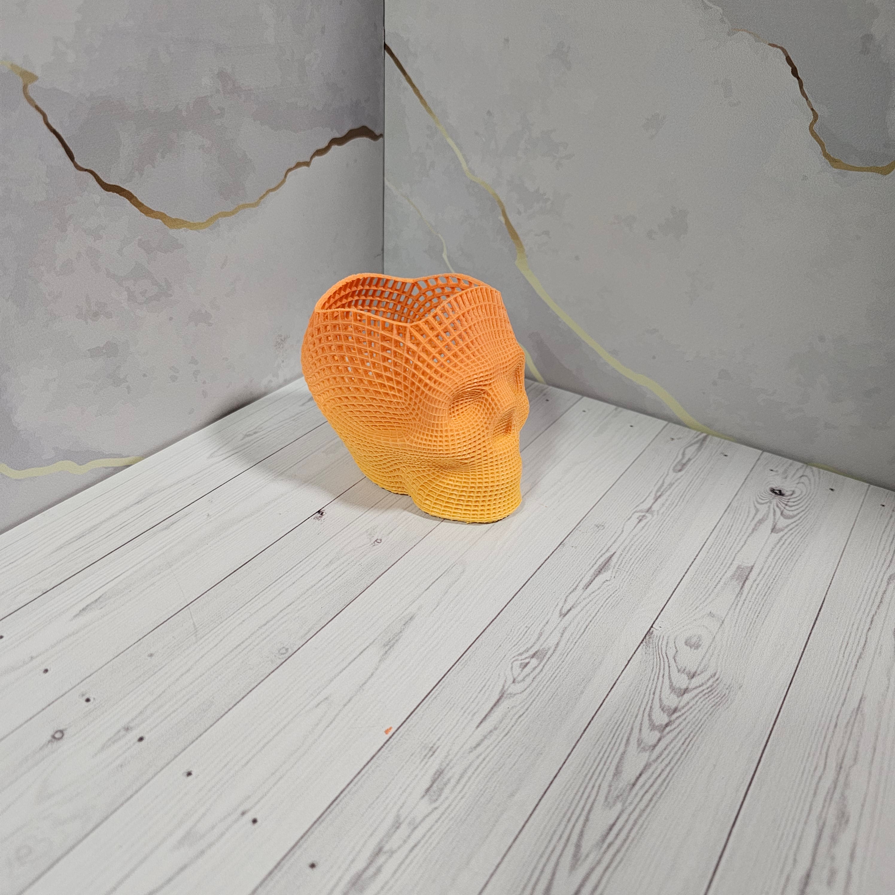Porta Lápices Calavera Voronoi XL 3D - Degradé Neón