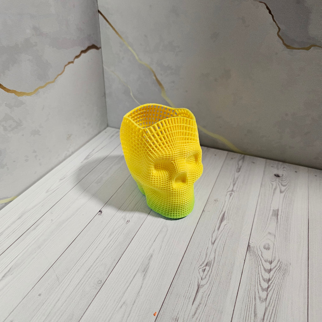 Porta Lápices Calavera Voronoi XL 3D - Degradé Neón