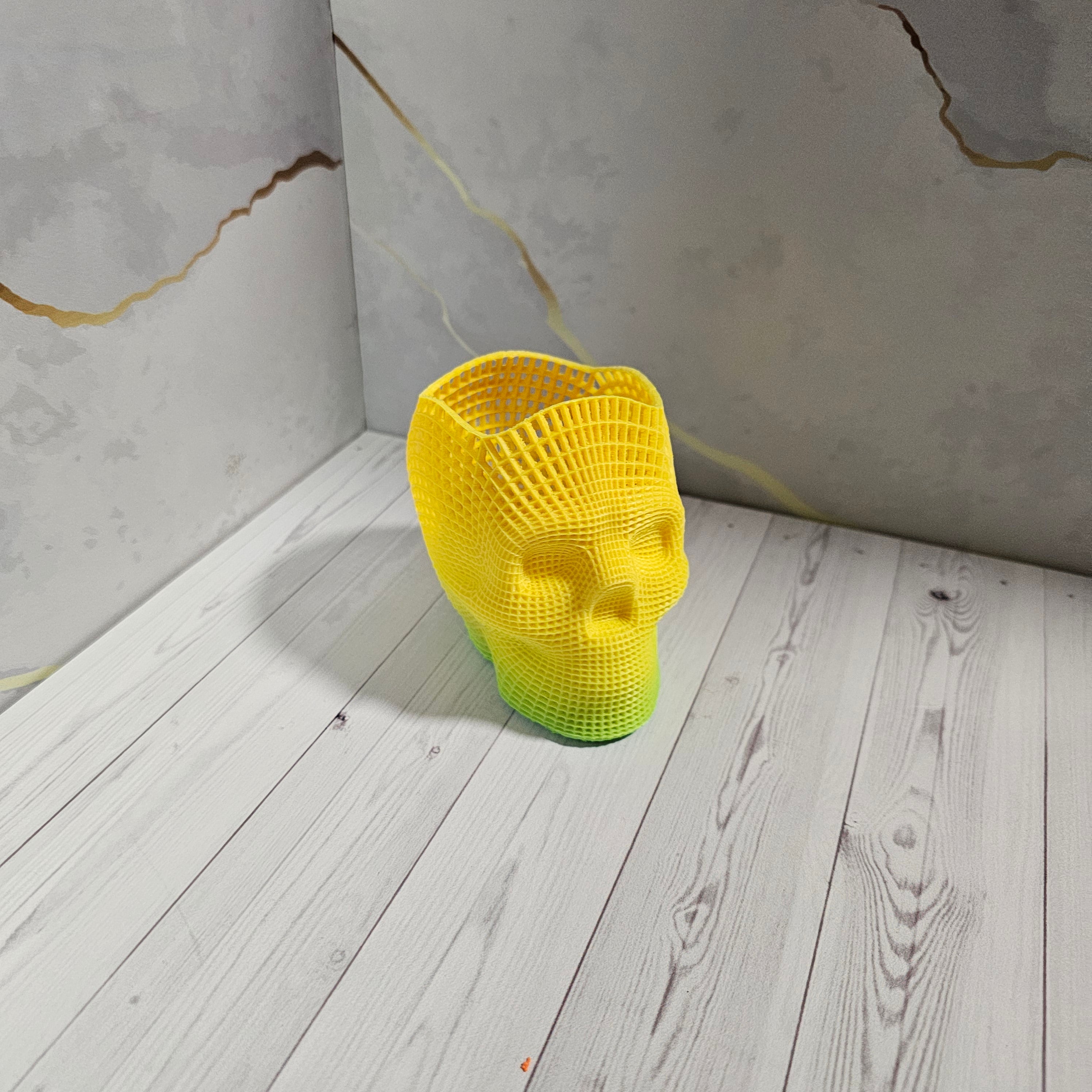 Porta Lápices Calavera Voronoi XL 3D - Degradé Neón