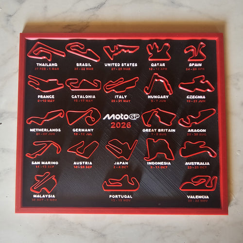 Cuadro Decorativo Calendario MotoGP 2026 - Circuitos en 3D