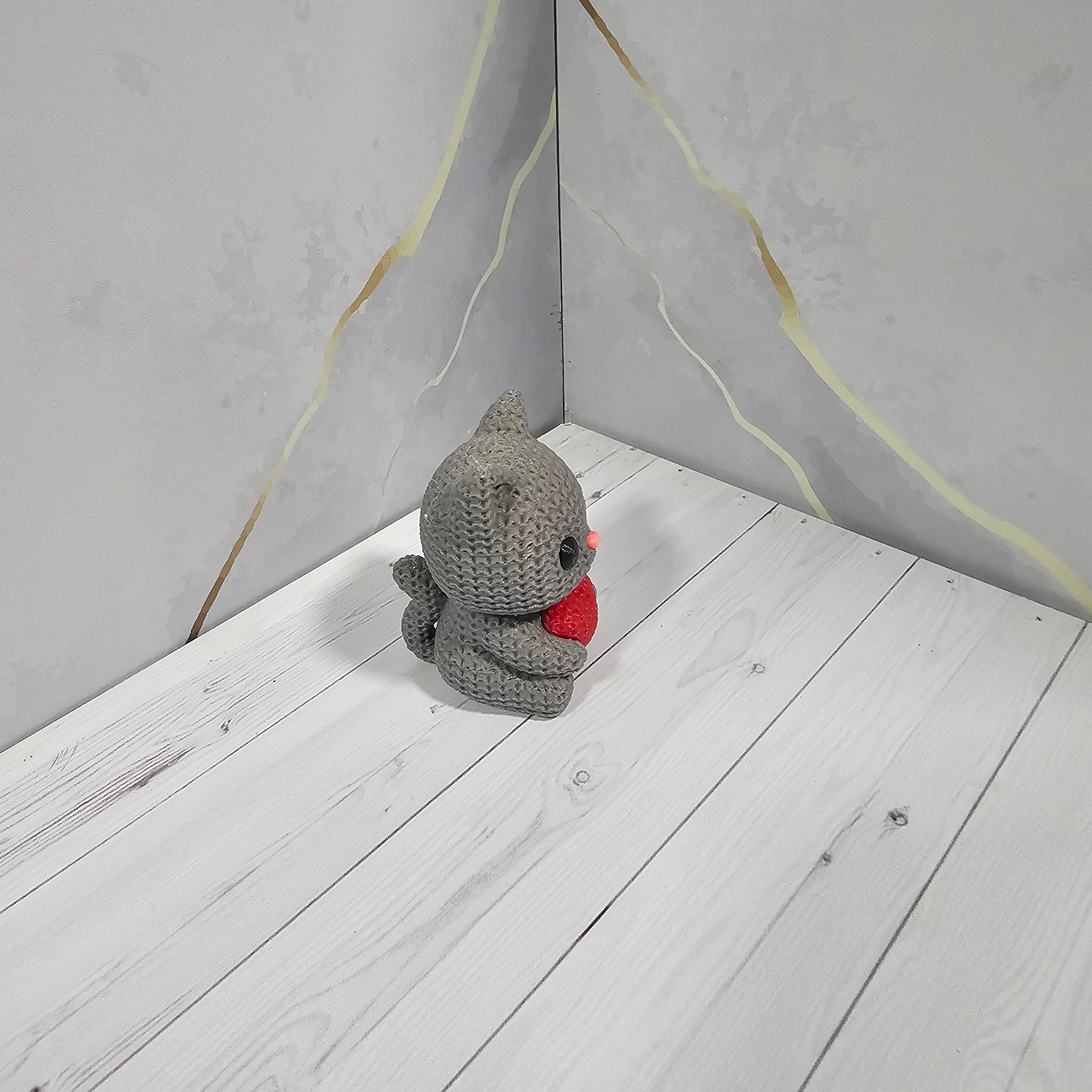Llavero Gatito "Amigurumi" con Corazón - Impresión 3D Premium de Viña 3D