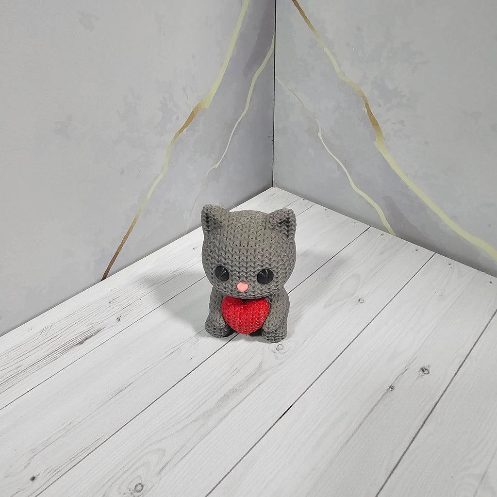 Llavero Gatito "Amigurumi" con Corazón - Impresión 3D Premium de Viña 3D