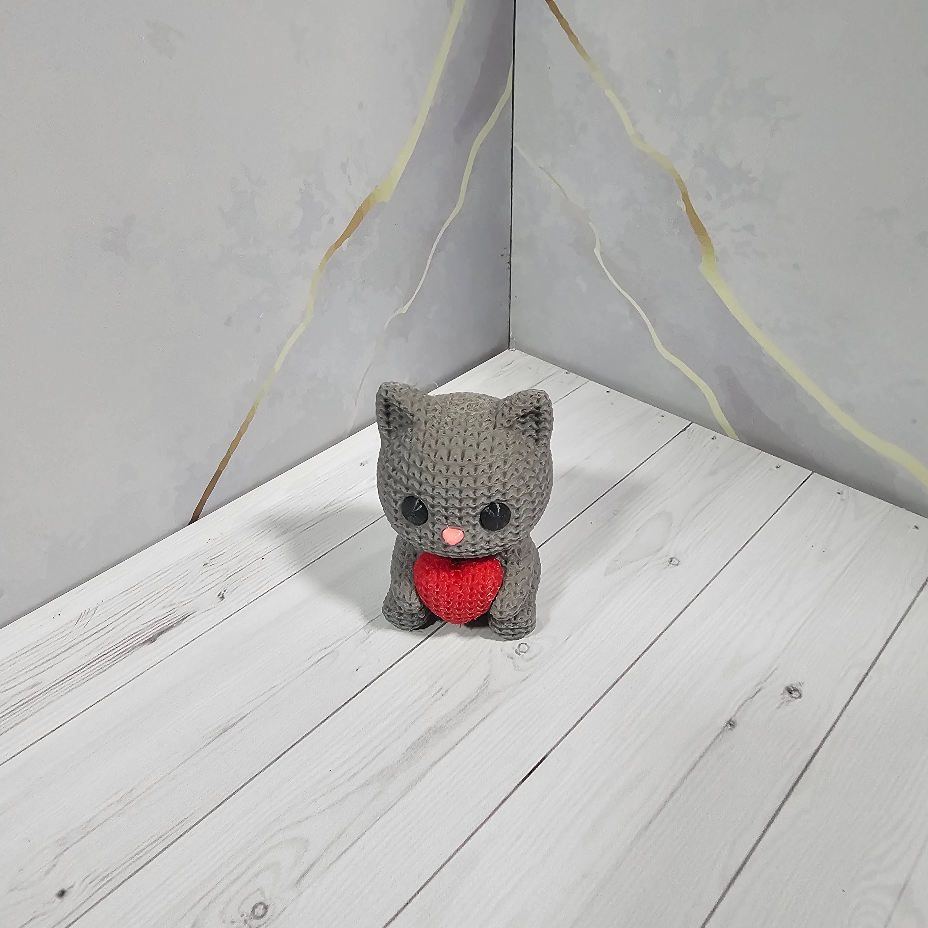 Llavero Gatito "Amigurumi" con Corazón - Impresión 3D Premium de Viña 3D