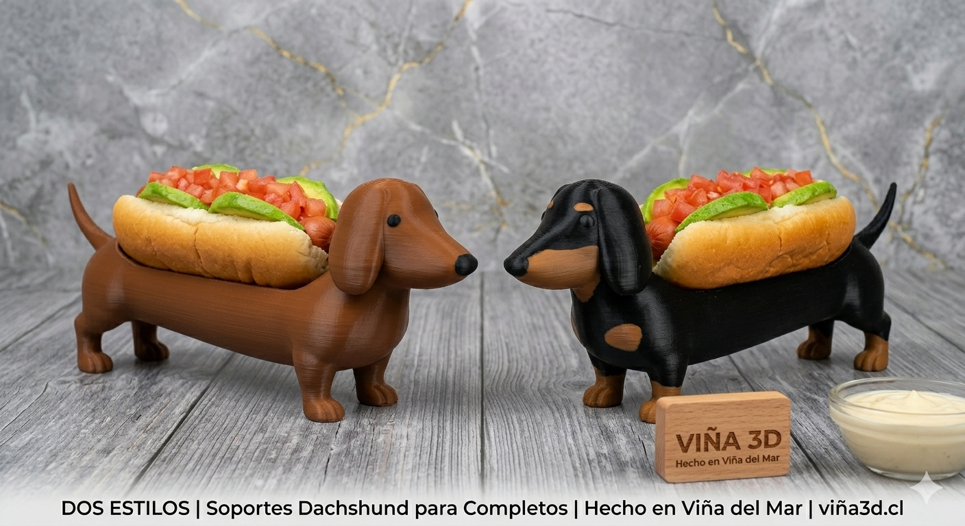 Porta Hot Dogs, Porta Completo, Perro Salchicha (Diferentes Colores) - Viña 3D